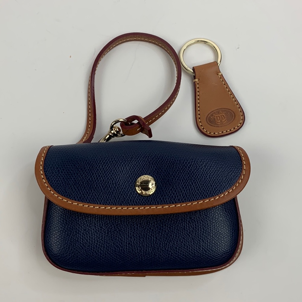 Dooney & Bourke Wristlet and Keychain Set Navy blue & Gold